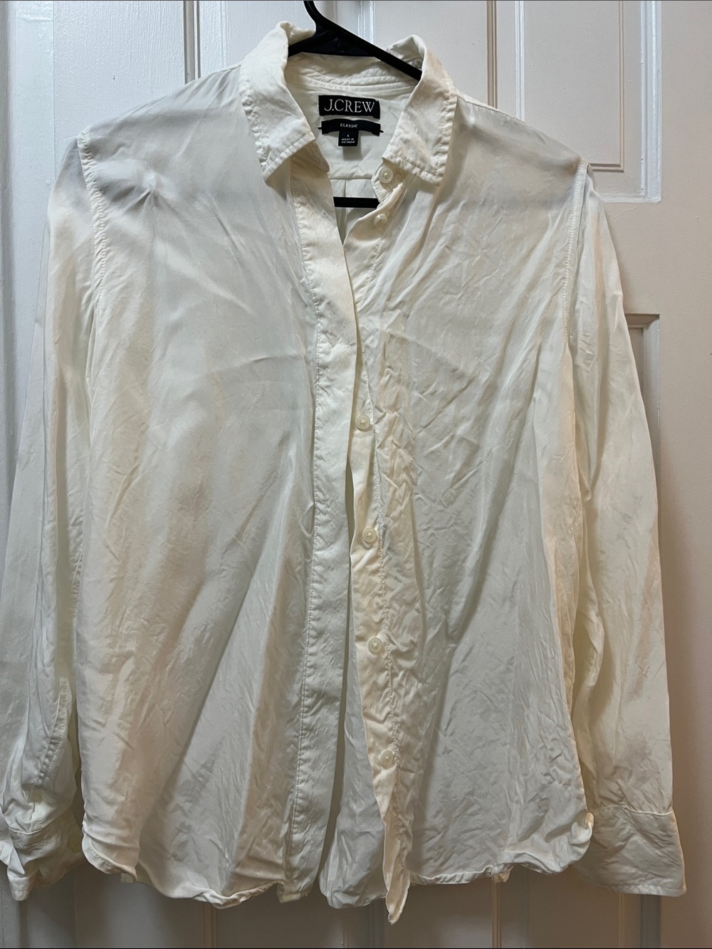 J.Crew Cream Button-Down Silk Blend Shirt